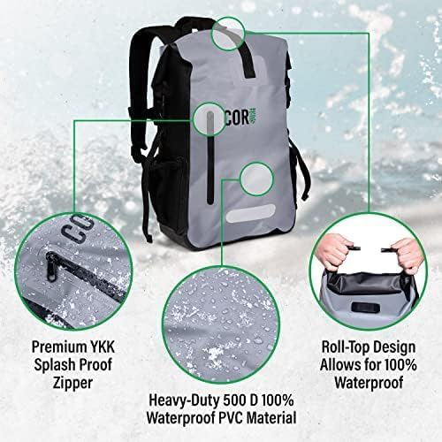 COR Surf Waterproof Dry Bag Backpack with Padded Laptop Sleeve Heavy Duty Roll-Top Pack (Dark Blue 40L)
