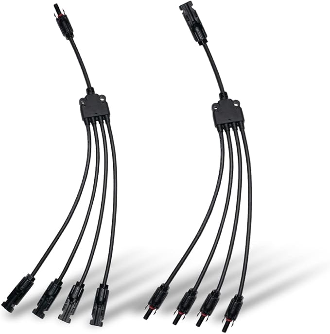 Solar Panel Connector Solar Connectors Y Branch Parallel Adapter Cable 12-Inch 1 Male to 4 Female(M/FFFF) and 1 Female to 4 Male(F/MMMM) Compatible with MC4 Solar Panels and Inverters