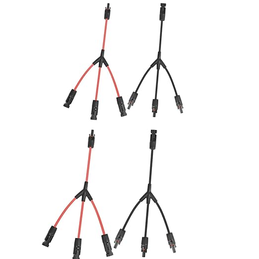 3 to 1 Solar Panel Connectors Y Branch 1500V DC 30A PPO Material Parallel Connection for Solar Panels Universal 10AWG Solar Connectors2 Pairs Red-Black