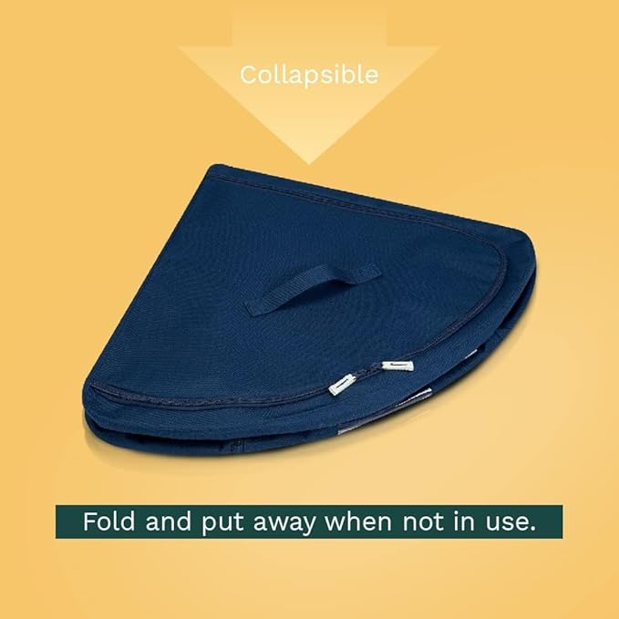 Foldable Clothes Storage Bag Organizer Corner Pop Up Bins Strong Handle Quality Fabric for Collapsible Closet Boxes 2 Pack (Large Saphhire)