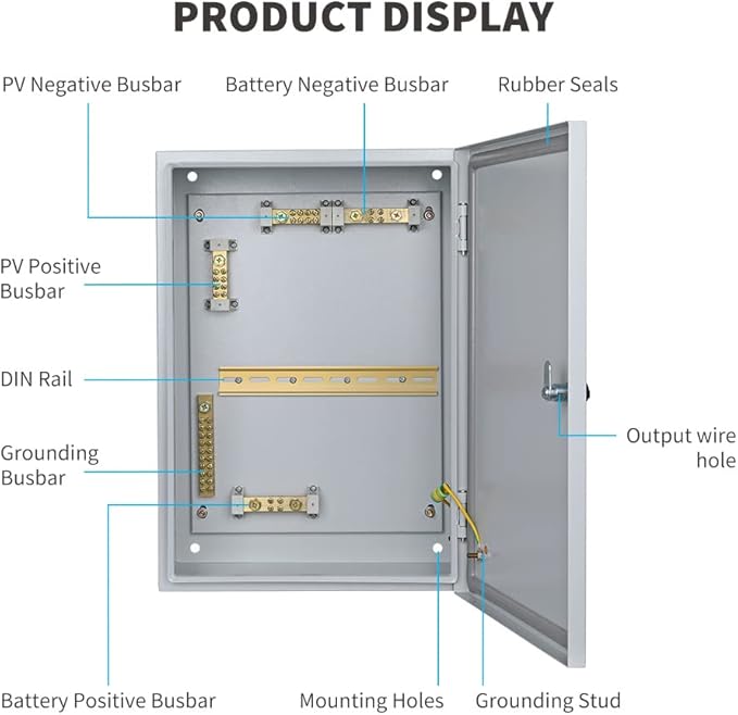 Renogy 200 Amp DC Circuit Breaker Box for Off-Grid Solar System Home RV Trailer Marine IP54 Rated w/Built-in DIN Rail Labels