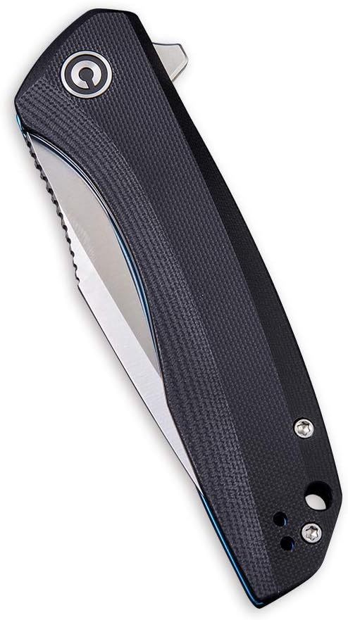 CIVIVI Liner Lock Folding Knife Baklash 3.5 Satin Blade G10 Handles Reversible Pocket Clip C801C (Black)