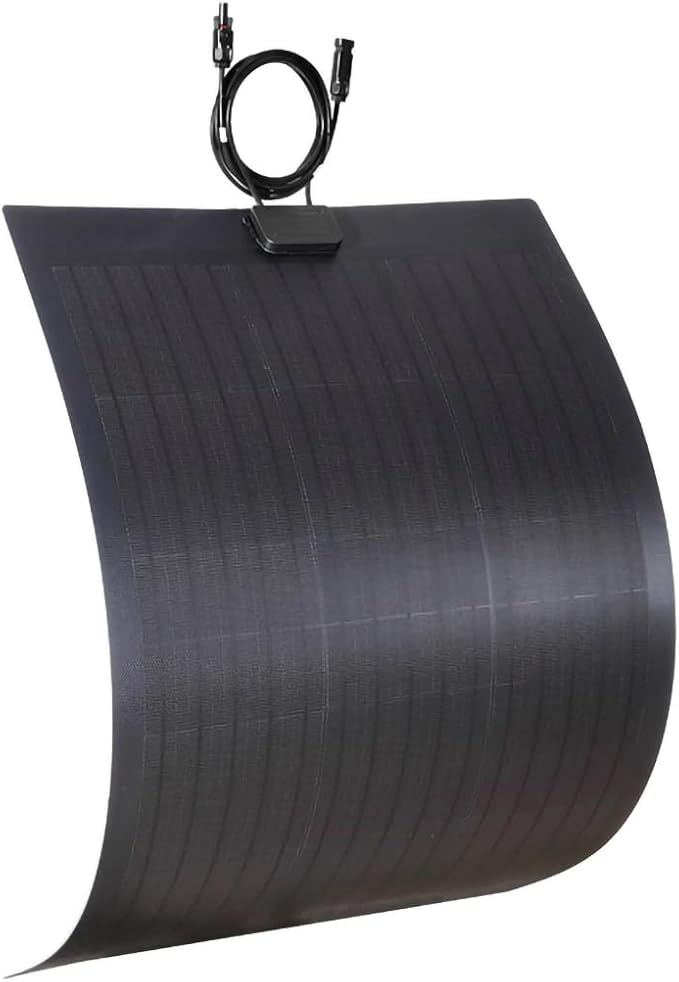 LensunSolar 80W 12V Flexible Solar Panel ETFE Black Thin Monocrystalline High Efficiency Slim Flexible PERC Mono Solar Cells 12 Volt for Battery Charge Marine RV Campers Boats Camping Generator