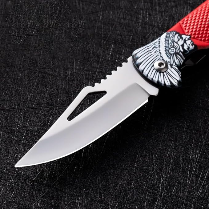 Folding Knife With 3D Retro Embossed Patternfor Camping Hiking Outdoor Survival Unboxing Tool Fishing Hunting Gear (A3)