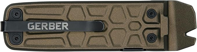 Gerber Gear Lockdown Slim Pry 7-in-1 Keychain Multitool Compact EDC Mini Pocket Knife with Pry Bar Burnt Bronze