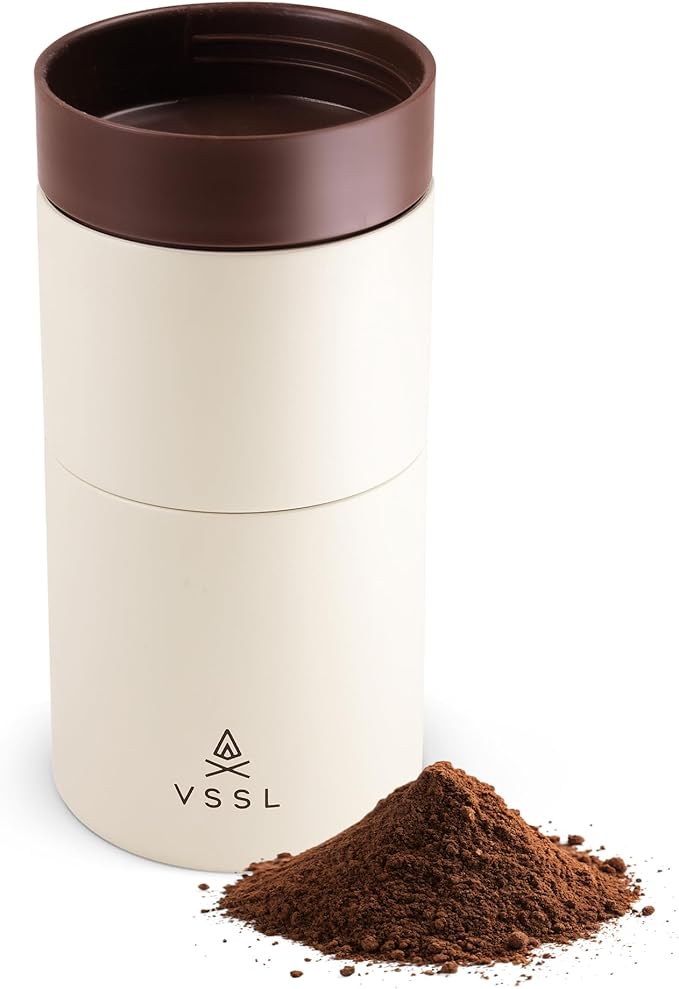 VSSL - Nest Pour Over Coffee Set | Coffee Maker for Camping | All-In-One Travel Pour Over | Transportable Dripper 10oz Stainless Steel Travel Mug | Compact Storage &amp Adventure Ready | Cream