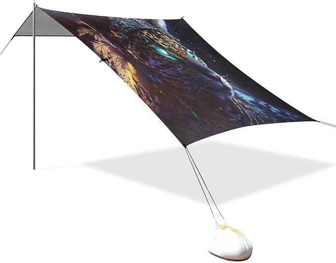 ALAZA Leopard Chief Beach Tent Sun Shelter UPF50+ Protection Beach Shade Canopy w/ 4 Sandbags for Outdoor Camping Fishing Backyard Fun Picnic 10x9 ft