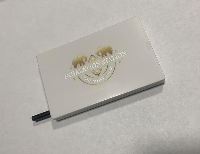 Inhalation Station White 7 Compartment/Slot Snuff Storage Box w/Built in Slim 3 Metal Straw Portable Travel Case
