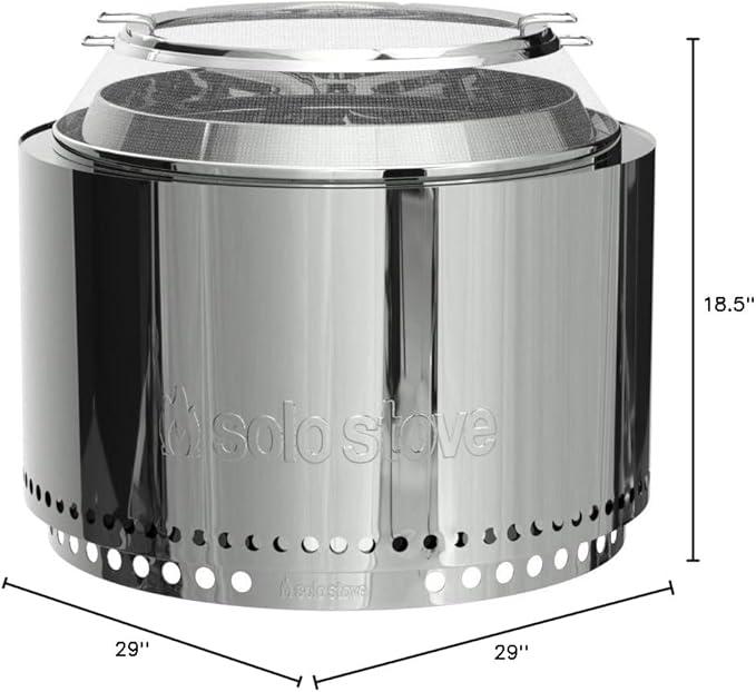 Solo Stove Yukon Big Yard Bundle 2.0 | Incl. Yukon Smokeless Fire Pit with Stand Shelter Shield Portable for Wood Burning Removable Ash Pan Stainless Steel H: 19.8in x Dia: 27in 50.85lbs