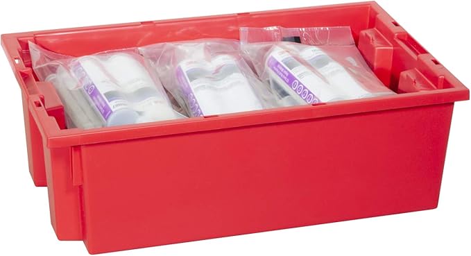 Akro-Mils 35180 Nest and Stack Plastic Storage Container and Distribution Tote (18-Inch L x 11-Inch W x 6-Inch H) Red (6-Pack)