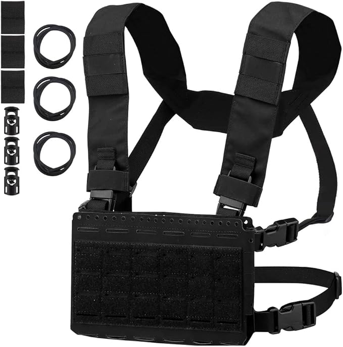 Tactical Pouches Chest Pack with Triple Magazine InsertMOLLE Chest Rig with Placard Hook Loop