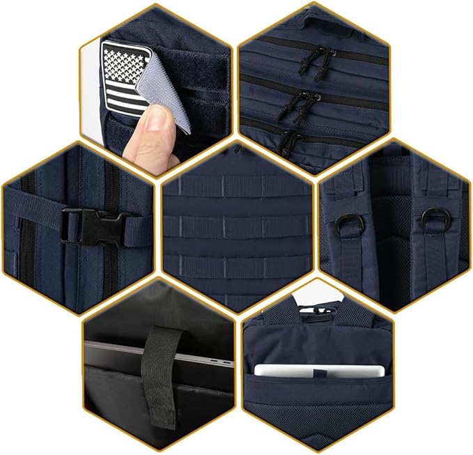 50L Military Tactical Backpack Training Gym Fitness Bag Outdoor Hiking Camping Army Molle Backpacks for Women Travel (Blue)