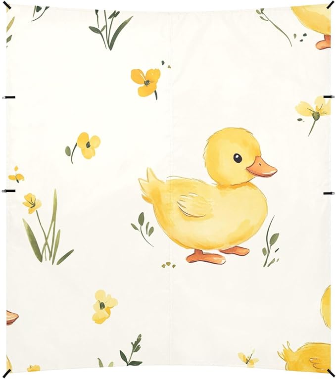 ALAZA Cute Duck Flower Leaves Beach Tent Sun Shelter Portable Canopy Sunshade for Outdoor Camping Picnics Backyard Fun 10x9 ft