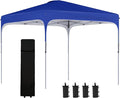 10x10ft Blue All-Weather Pop-Up Gazebo with Waterproof Fabric Canopy Aluminum FFor rame Carry Bag Castor Wheels Adjustable Height
