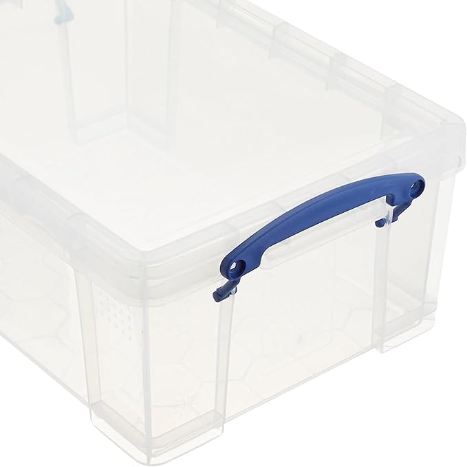 Really Useful Box Stackable 9 Liter Plastic Storage Container Bin with Snap Lid &amp Built-in Clip Lock Handles for Home &amp Office Organization (10 Pack)
