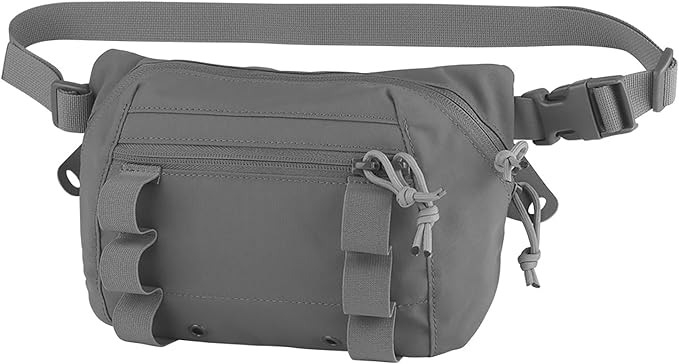 Zhongren Tactical Drop Waist Pouch Adjustable Waist Belt Bag Molle Tool Pouch with Hook and Loop for Tactical Vest Chest Rig (Gray)