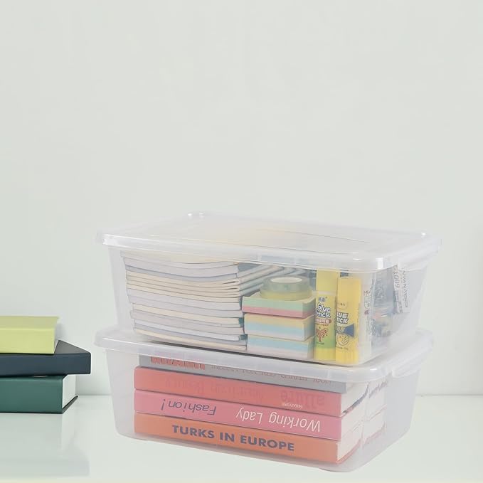 Farmoon 14 Quart Clear Storage Bin Plastic Latch Containers/Boxes with Lid 4 Packs