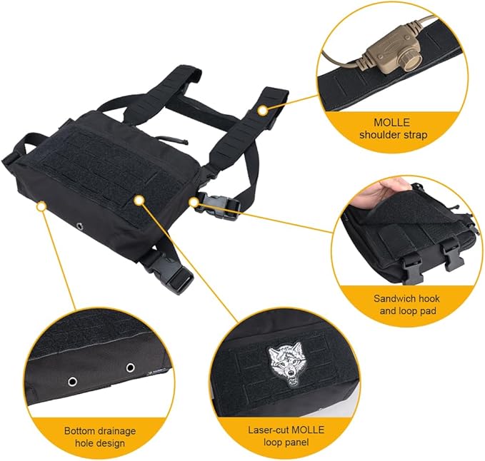 IDOGEAR Tactical Chest Bag with Insert 5.56/7.62 Mag Pouch Recon Kit Kangaroo Chest Bag Utility Laser-cut MOLLE Admin Pouch