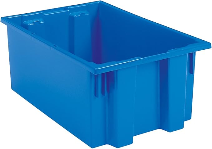 Akro-Mils 35200 Nest and Stack Plastic Storage Container and Distribution Tote (19-1/2-Inch L x 13-1/2-Inch W x 8-Inch H) Blue (6-Pack)