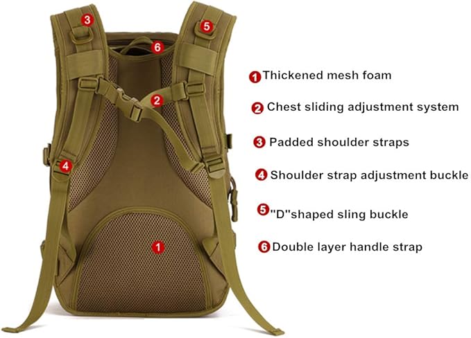 UNISTRENGH 40L Military Tactical Backpack MOLLE Assault Daypack Pack Gear Rucksack Large WR Bag Sport Outdoor for Hunting Camping Trekking CP Camouflage