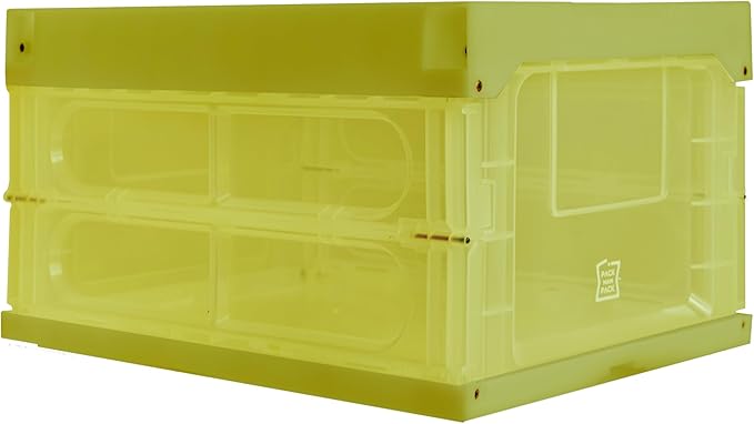 Collapsible Storage Container Stackable Plastic Box with Lid Transparent. (Army Green)
