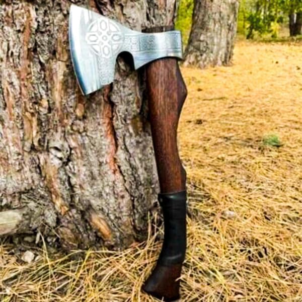 20 Inches Length || 2piece Set || Viking Hammer + Hatchet || Carbon Steel || Wood Handle || Norse-Inspired Design || Viking Collectibles || Viking-Themed Gifts || Leather Sheath Included.