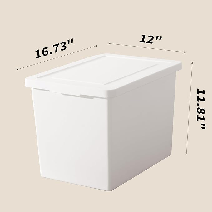 Yishyfier 27 Quart White Storage Bins with lidsStackable Plastic Boxes Set of 4Storage Box with handle for Organizing Snacks CraftsCrafts Toolsbooks(white 4XL)