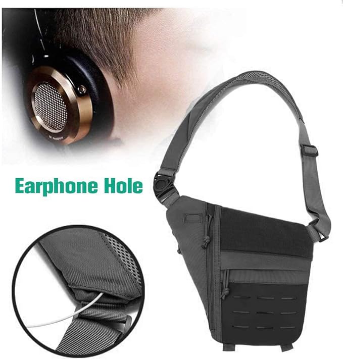 Tactical Chest Bag Mens Sling Backpack Pack Military Anti-Thief Shoulder Sling Bag With Gun Holster Patch