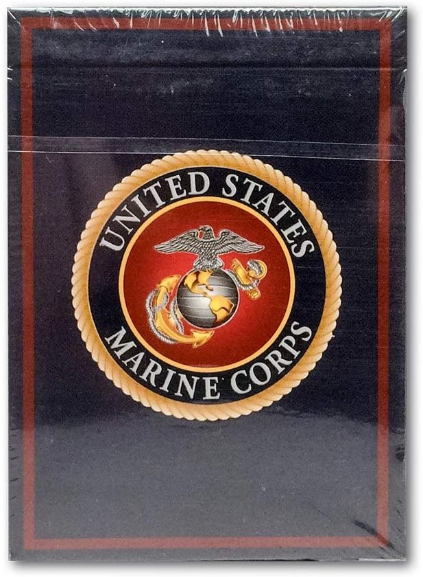 Marine Corps Flask &amp Card-Set - Leather-Wrapped USMC-Flask with Rank Playing-Cards – Marine-Corps Gifts | Disabled Vet Owned SMALL Business