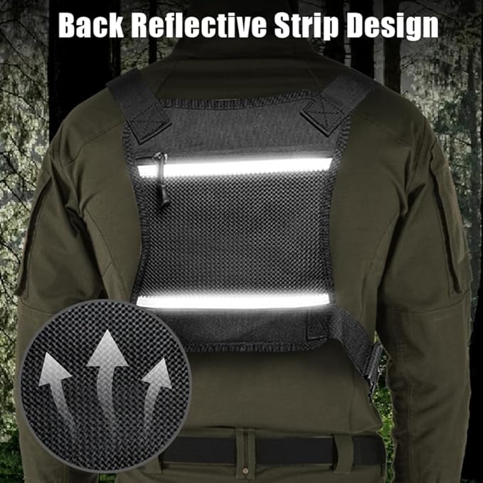 MiOYOOW Chest Bag Multi-compartment Waterproof Breathable Tactical Chest Rig Pack with Adjustable Shoulder Strap for Cycling Biking Work