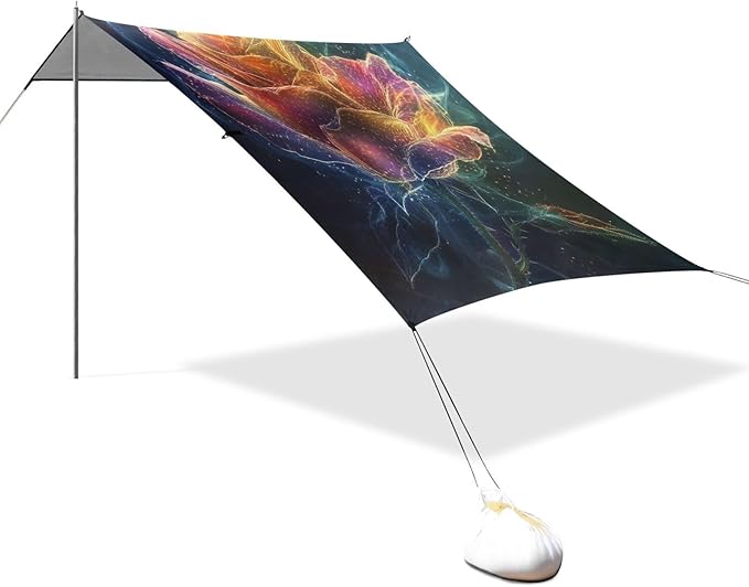 ALAZA Rose Flower Fantastic Beach Tent Sun Shelter UPF50+ Protection Beach Shade Canopy w/ 4 Sandbags for Outdoor Camping Fishing Backyard Fun Picnic 10x9 ft