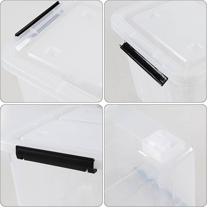 30 Quart Storage Boxes with Wheels 4-Pack Clear Plastic Storage Bins with Lids