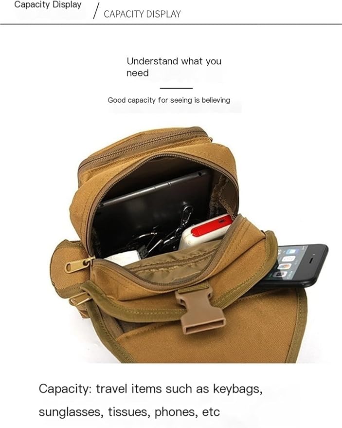 Tactical Chest Pack Military Molle Bag Men's Outdoor Sling Crossbody Bag(Green Camel)