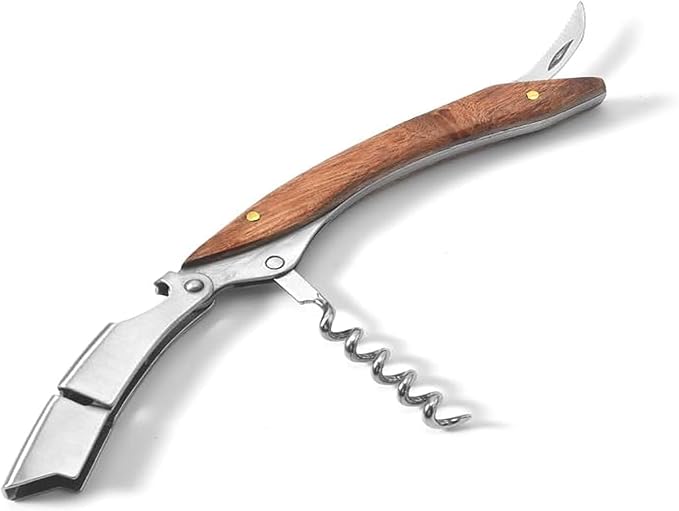 Professional Waiter Corkscrew Wine Key for Bartenders Set of 3With Long Rosewood Handle Stainless Steel Handle Wine Opener for Bar Restaurant Waiters Sommelier Bartend (Long Rose Wood 3 Packs)