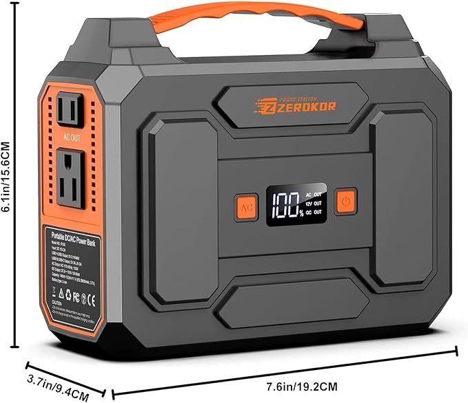 ZeroKor Portable Power Station 100W Power Pack with AC Outlet Portable Solar Generator 146Wh External Battery with DC USB C QC3.0 for Smart Devices Camping Home RV VanLife(without Solar Panel)
