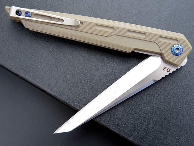 Eafengrow EF948 Folding Knife D2 Steel Blade + G10 Handle camping Knife Outdoor EDC Tool Knives (Desert)