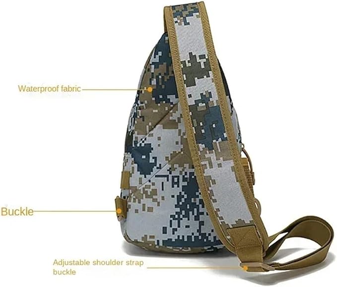 Tactical Shoulder Bag Men Hiking Backpack Nylon Outdoor Hunting Fishing Molle Trekking Sling Bag(Khaki)