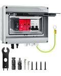 600V Solar DC PV Combiner Box 1 String IP65 Waterproof 63A Circuit Breaker Box 2Pcs 32A Fuse &amp Lightning Arrester Connector for On/Off Grid Solar Panel System 1 Input 1 Out