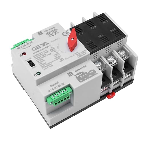 Automatic Transfer Switch Three Phase ATS 100A 220V Power Transfer Switch Din Rail Mounted Controller Electrical Type(3P-100A-AC220V)