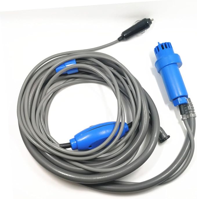 GARVALON Travel-Friendly 12v Portable Shower Camping Shower Set Auto Power Cable Pump and Hanging Hook for Outdoor Activities