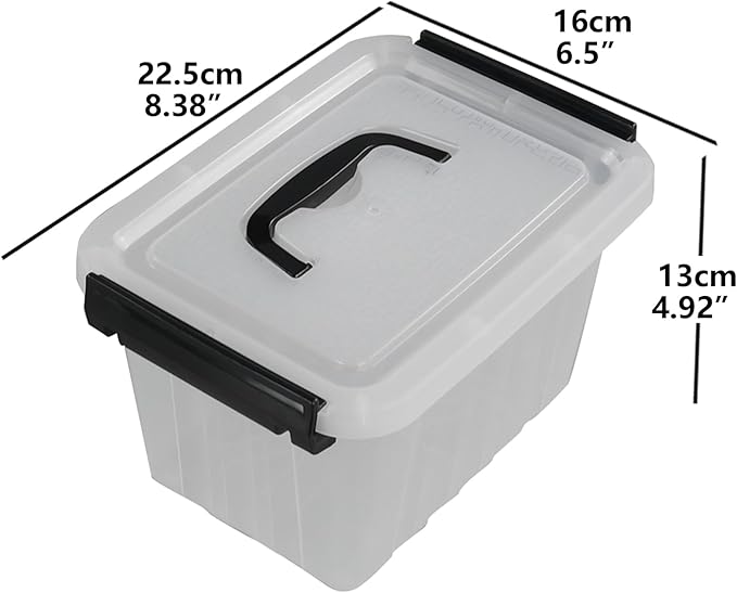 Small Plastic Storage Box 6-Pack 3 Liter Storage Bins with Lid