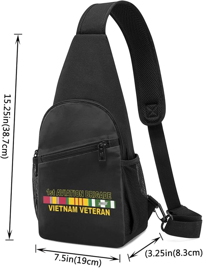 US Army 1st Aviation Brigade Vietnam Veteran Chest Pack Leisure Shoulder Crossbody Chest Bag