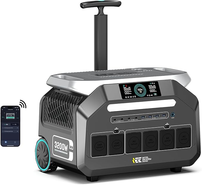 IEE 3200W Portable Power Station P3200 2048Wh Solar Generator 1800W AC Charging &amp 1000W Solar Charging LiFePO4 Battery Generator for Home Backup Camping RV Emergencies (P3200 Power Station)