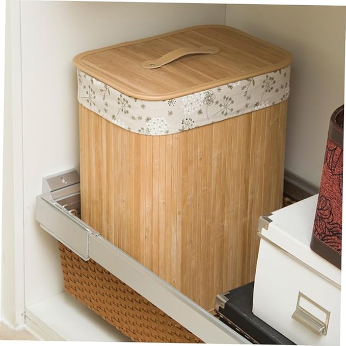 LABRIMP Large Woven Laundry Basket Lid Storage Bucket for Clothes Folding Cover Design