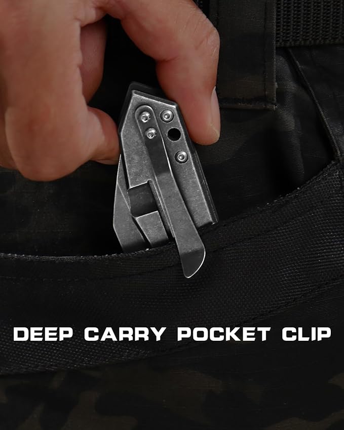 DISPATCH 2.83'' Folding Pocket Knife with 8Cr13MoV Reverse Tanto Blade Military Green G10 + Carbon Fiber Handle Frame Lock Front Flipper EDC Knife with Pocket Clip for Camping Hiking and Outdoor Us