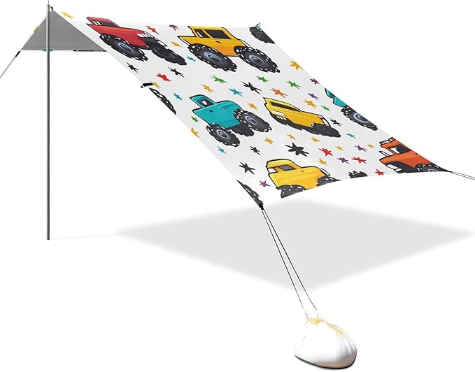 ALAZA Star Truck Cartoon Beach Tent Sun Shelter Portable Canopy Sunshade for Outdoor Camping Picnics Backyard Fun 10x9 ft