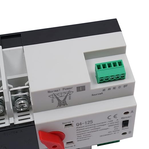 Xuthusman Dual Power Auto Transfer Switch Generator Changeover Switch Automatic Light Equipment Switch PC Level 100A 2P