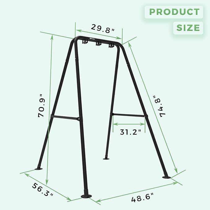 G TALECO GEAR Hammock Chair StandHeavy-Duty Steel 300LBS Multi-Use Hammock Stand for Outdoor Indoor Swing Chair not Include (Black)