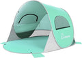 Wolfwise Pop up Beach Tent Sun Shelter with UPF50+ UV Protection Instant Easy Setup Popup Beach Shade Canopy for 2 Person Portable &amp Foldable with Carring Bag 79 ×49×38 in Mint Green