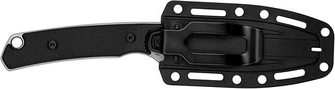 Kershaw Steppe Fixed Blade Knife Black and Gray Design 3.55 Inch Steel Drop Point Blade Full Tang Design EDC Nylon Sheath and Belt Clip Everyday Carry Knife for Men and Women